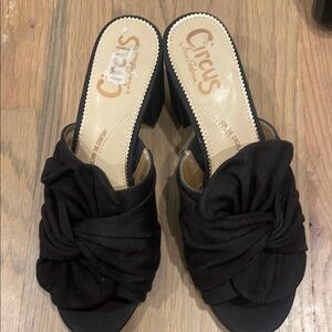 Circus by Sam Edelman Black Mules with Bow Detail